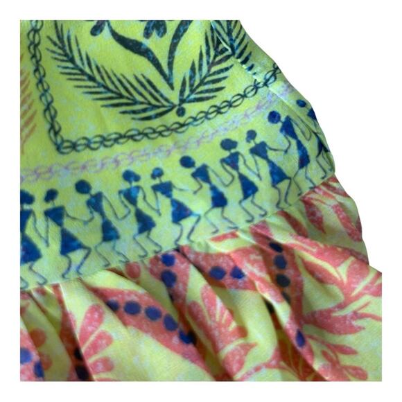 Saloni Pippa Silk Midi Dress Georgette Jungle Yellow Ruffle Citrus Floral NWT 6 - Picture 9 of 16